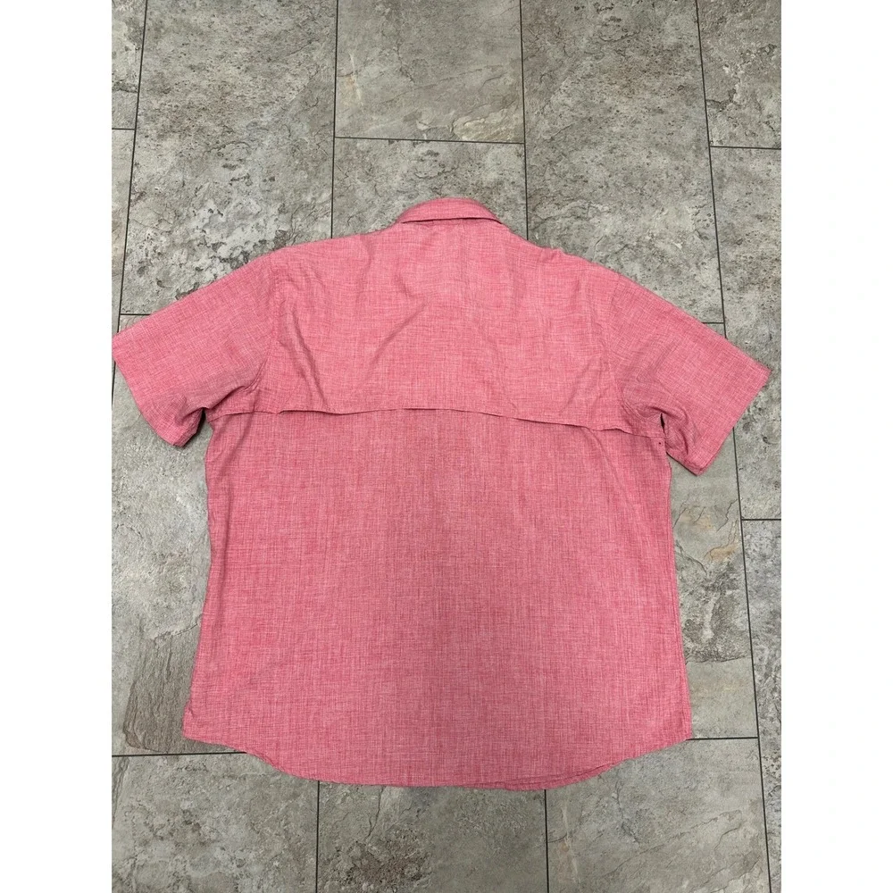 IZOD Saltwater Mens XXL Red Heather Short Sleeve Vented Fishing Shirt